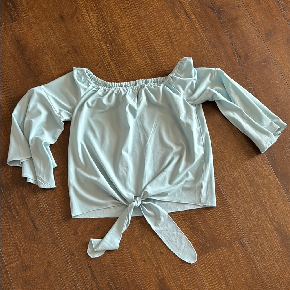 Light Blue Off-Shoulder Women's Top